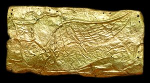 Couverture en or pour plaque en forme de vase en verre - Mycenaean