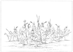 Danse de découverte, Sac et Fox, Rock Island, Upper Mississippi, 1841