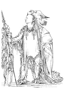 Celui qui attache ses cheveux devant, homme amérindien de la tribu Minataree, 1841