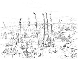 Village Mandan, Haut Missouri, Amérique, 1841 - Myers and Co