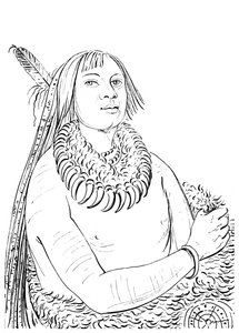 Portrait de Celui Qui Se Précipite à Travers le Milieu, homme amérindien, 1841 - Myers and Co