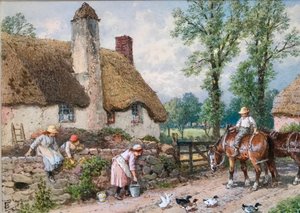 Une Rencontre en Bord de Route : Canards sur une Route de Campagne - Myles Birket Foster