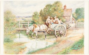 Des enfants dans une charrette - Myles Birket Foster