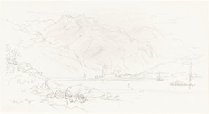 Lac dans un paysage montagneux - Myles Birket Foster