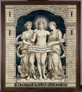 Tableau de carreaux avec les personnifications du Beau, du Vrai et du Bon - N.V. Haagsche Plateelfabriek Rozenburg