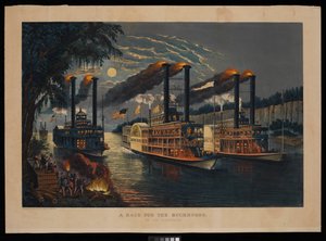 Une course pour les bois de cerf sur le Mississippi - N. and Ives J.M. (1824 95) Currier