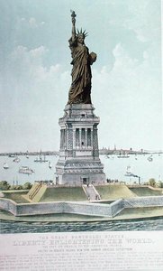 La Grande Statue de Bartholdi, La Liberté Éclairant le Monde - Currier and Ives