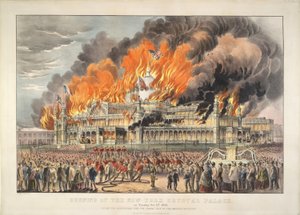 Incendie du Crystal Palace de New York le mardi 5 octobre 1858 - Currier and Ives