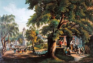 La vie à la campagne aux États-Unis : Le forgeron du village - Currier and Ives