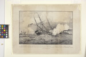 Naufrage du Cumberland par le cuirassé "Merrimac"