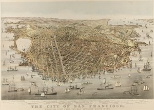 La ville de San Francisco - Vue aérienne de la baie, regardant vers le sud-ouest - Currier and Ives