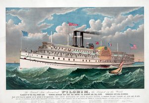 Le grand nouveau bateau à vapeur Pilgrim, c.1883 (lithographie en couleur)