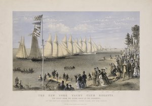 La régate du club de yacht de New York, vers 1869 - Currier and Ives