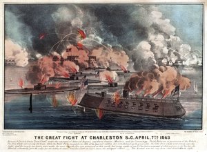 Le grand combat à Charleston S.C. le 7 avril 1863 - Currier and Ives