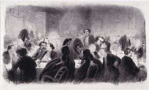 Lithographie anonyme représentant des personnalités littéraires et artistiques des années 1850