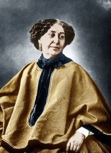Écrivain français George Sand (Aurore Dupin 1804-1876) 1864, photo par Nadar, document colorisé - Nadar