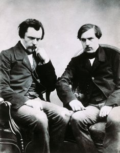Les frères Edmond de Goncourt (1822-1896) et Jules Huot de Goncourt (1830-1870), écrivains français, photo de Félix Nadar (1820-1910)