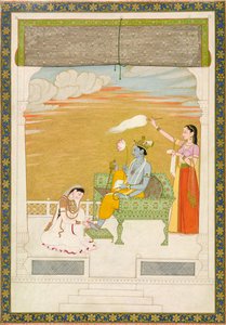 Lakshmi massant le pied de Vishnu, vers 1765-1770 - Nainsukh Manju