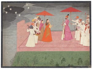 Musiciens jouant un raga pour Balwant Dev Singh pendant la saison des pluies, c.1745-50