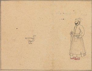 Raja Balwant Dev Singh et un cygne, vers 1750-55