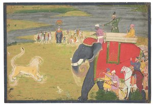 Raja Balwant Dev Singh à la chasse au lion, vers 1750