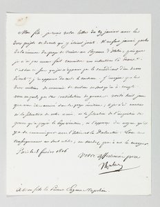 Lettre signée de Napoléon à son beau-fils, le prince Eugène de Beauharnais