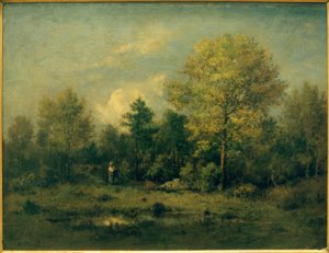 Paysage avec étang dans la forêt - Narcisse Diaz de la Pena