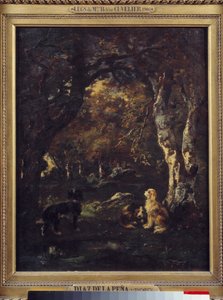 Chiens dans la forêt - Narcisse Virgile Diaz de la Peña