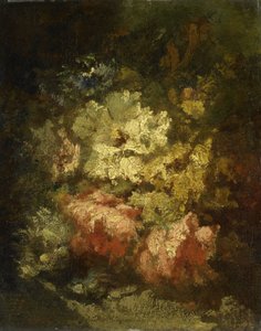 Nature morte avec roses blanches et rouges