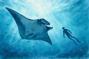 Rencontre avec une raie manta - Natalie Bruns