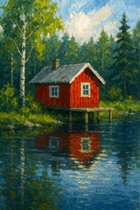 Reflet sur le lac Red Cabin