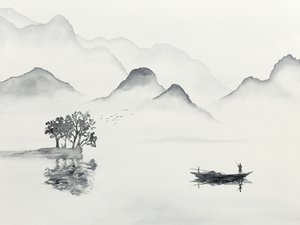 Un bateau sur un lac de montagne paisible - Natalie Bruns