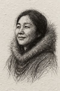 Une femme souriante en fourrure - Natalie Bruns