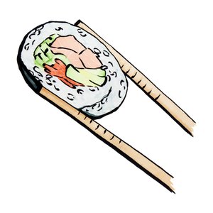 Rouleau de sushi avec des baguettes - Natalie Bruns