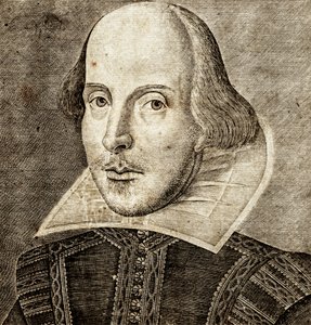 Portrait de William Shakespeare sur la page de titre de Comédies, histoires et tragédies