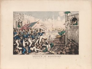 Bataille de Monterey / Les Américains forçant leur chemin vers la place principale, 23 septembre 1846 - Nathaniel Currier