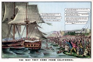 La façon dont ils viennent de Californie, 1849 - Nathaniel Currier