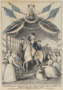 Réception de Washington par les dames en passant le pont de Trenton, avril 1789, en route pour être inauguré premier président des États-Unis - Nathaniel Currier
