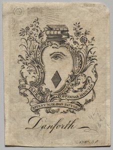 Ex-libris : Armoiries avec inscription de Danforth - Nathaniel Hurd