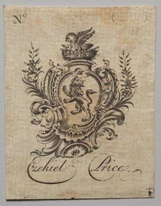Ex-libris : Blason avec inscription Ezekiel Price - Nathaniel Hurd