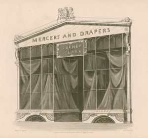 Devanture de magasin pour Messieurs Turner et Clark, Mercers et Drapers, Coventry Street, Londres - Nathaniel Whittock