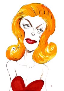 Julie London chanteuse et actrice américaine (1926-2000); caricature en couleur, 2015
