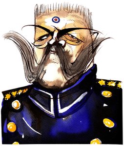 Paul von Hindenburg - Né en Pologne, général et président allemand (1847-1934); caricature en couleur