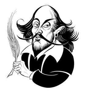 William Shakespeare - caricature en noir et blanc - Neale Osborne