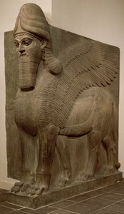 Lion ailé à tête humaine (lamassu), vers 883-859 av. J.-C.