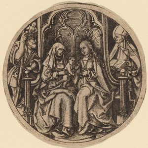 Madone et Enfant avec Saints Christophe et Érasme - Netherlandish 15th Century