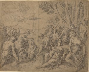 Le Baptême du Christ - Netherlandish 16th Century