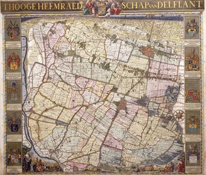 Carte murale de Delftland, 1712 - Netherlandish School