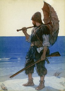Illustration pour Robinson Crusoé - Newell Convers (after) Wyeth