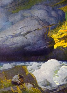 Illustration pour Robinson Crusoé - Newell Convers (after) Wyeth
